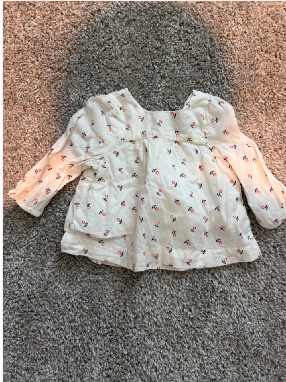 GAP Cream Floral Long Sleeve Blouse with Red & Navy Print